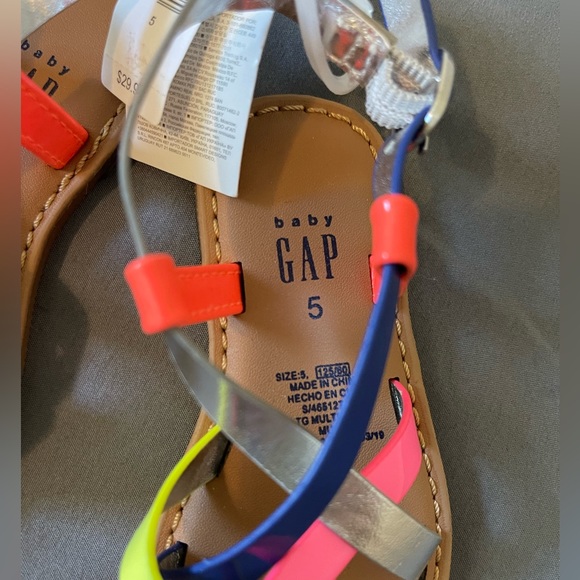 NWT GAP Neon Multicolor Strappy Sandals Toddler Size 5 - Picture 2 of 3